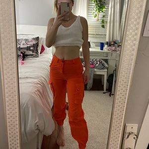 Orange cargo pants